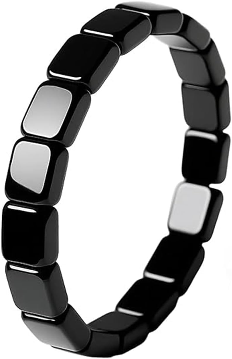 TACBSP Hematite Bracelet for Men Natural Stone Hematite Bracelet Black Stretch Beaded Bracelet Reclaim Your Confidence Male Energy Inspirational Jewelry Gifts - Image 1